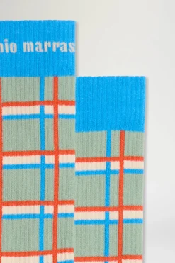 New Antonio Marras Calze a Quadri Verdi e Blu