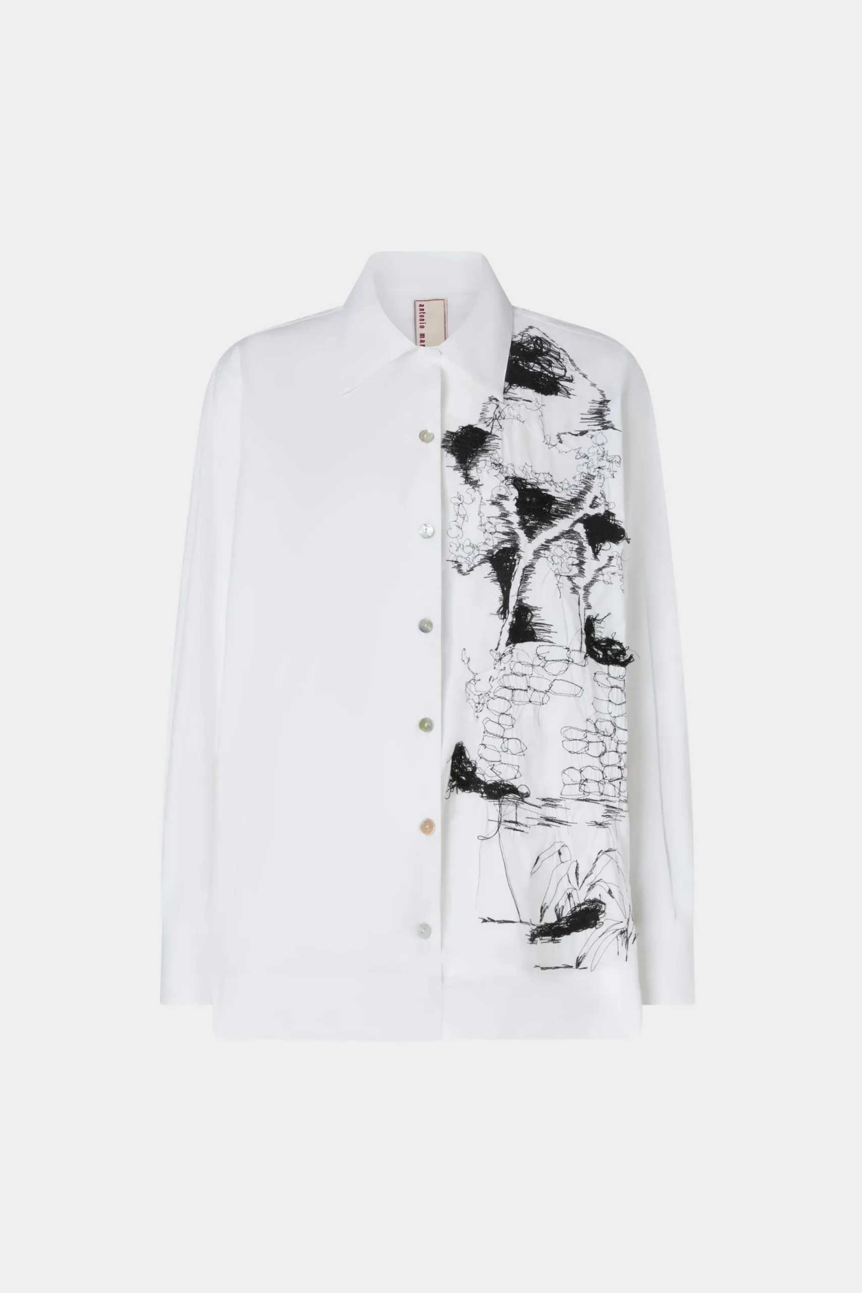 Hot Antonio Marras Camicia Bianca Ricami Neri