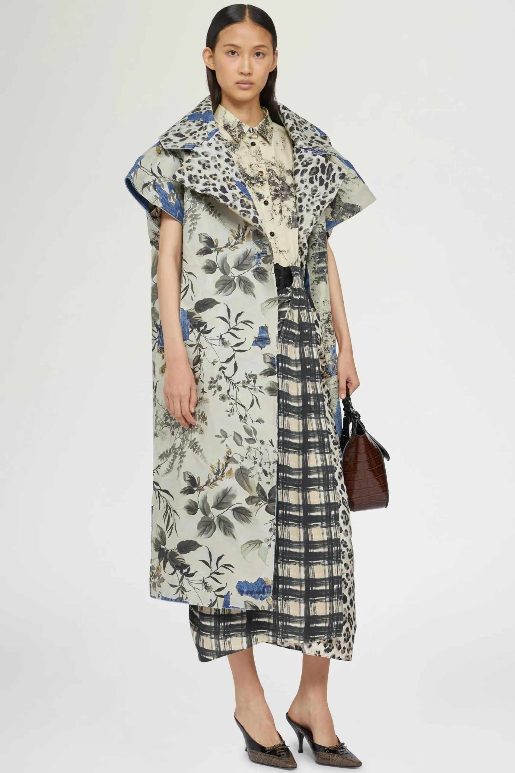 Outlet Antonio Marras Cappotto in Denim Stampa Tropicale