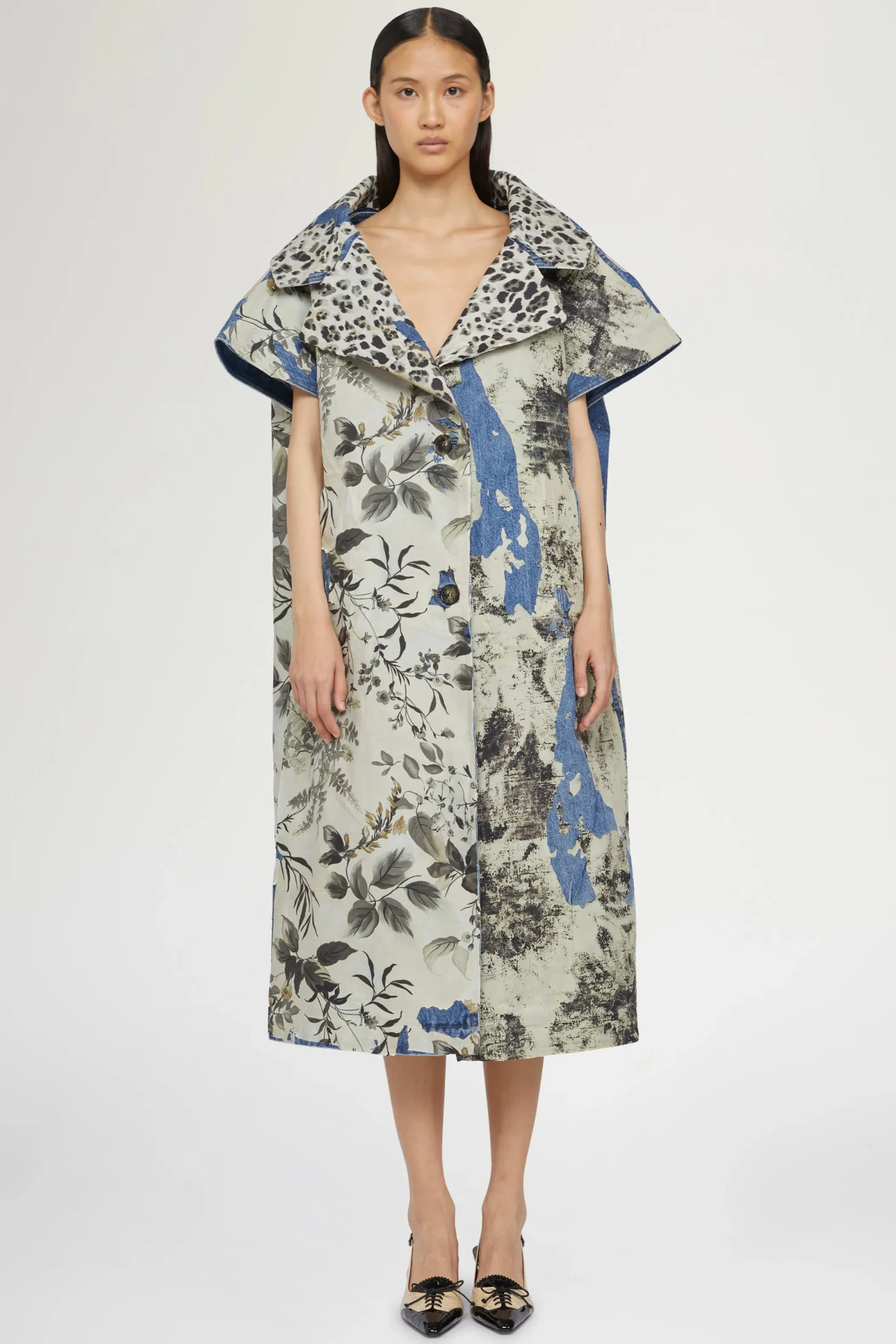 Outlet Antonio Marras Cappotto in Denim Stampa Tropicale