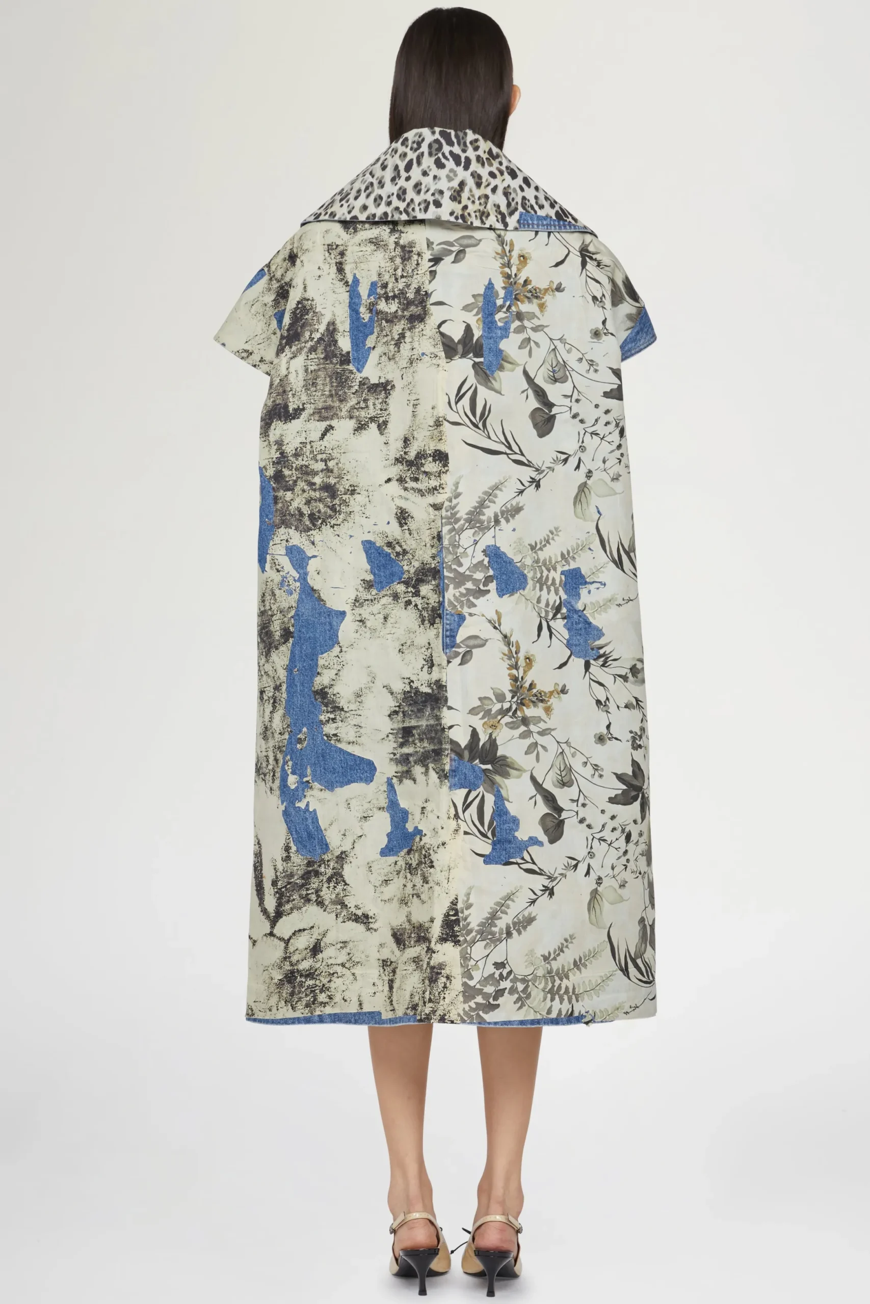 Outlet Antonio Marras Cappotto in Denim Stampa Tropicale