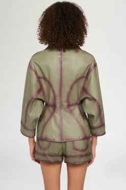 New Antonio Marras Giacca di Pelle Verde