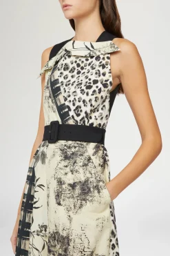 Fashion Antonio Marras Midi Abito Stampa Tropicale & Leopardo